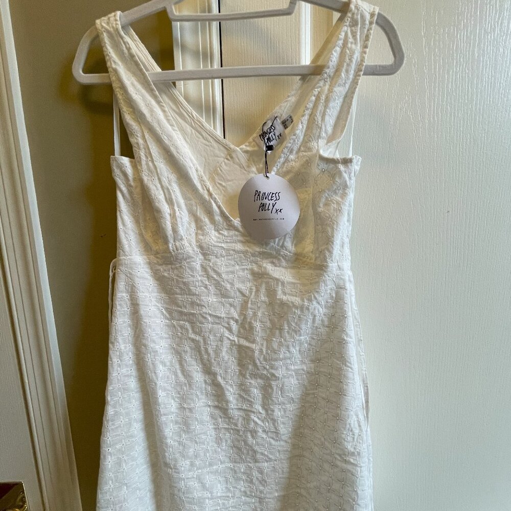 Princess Polly White Eyelet Mini Dress - Size 6